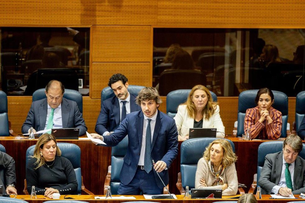 Archivo - El diputado del PP en la Asamblea de Madrid Pablo Posse Praderas interviene durante el debate de los Presupuestos de 2026, en la Asamblea de Madrid, a 18 de diciembre de 2025, en Madrid (España). 