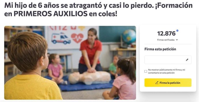 Recogidas 25.000 firmas en Change.Org pidiendo que los niños aprendan primeros auxilios desde el colegio
