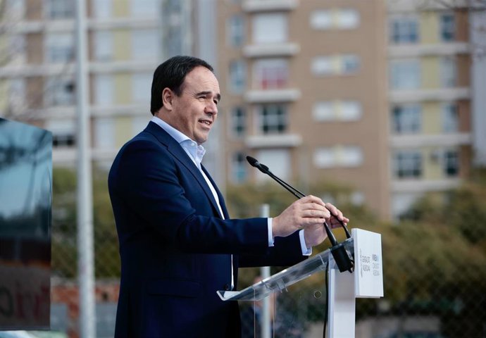 El president de la Generalitat, Juanfran Pérez Llorca, durante la presentación de las nuevas promociones de vivienda del Plan Vive