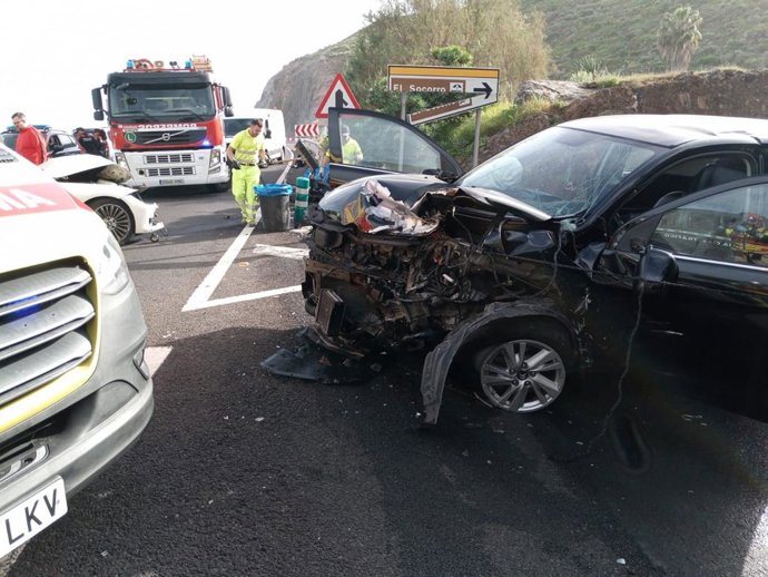 Imagen de uno de los coches accidentados