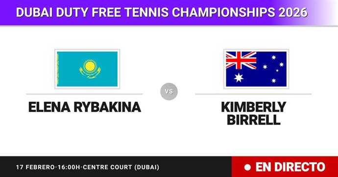 Elena Rybakina - Kimberly Birrell: resumen y estadísticas del partido de Dieciseisavos de final de Dubai Duty Free Tennis Championships