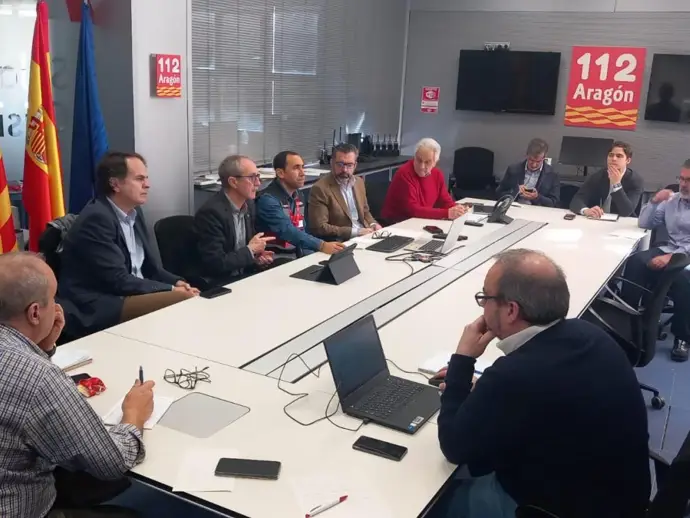Reunión de coordinación ante la crecida ordinaria del Ebro en el 112 Aragón