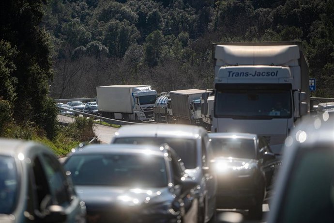 Retenciones en la C-17, a 17 de febrero de 2026, en Aiguafreda, Barcelona, Catalunya (España).
