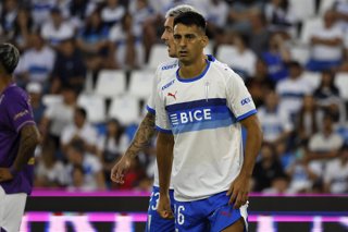 Futbol, Universidad Catolica vs Deportes Concepcion. Fecha 2, Liga de Primera 2026. El jugador de Universidad Catolica Juan Ignacio Diaz es fotografiado durante el partido de primera division contra Deportes Concepcion disputado en el estadio Claro Arena