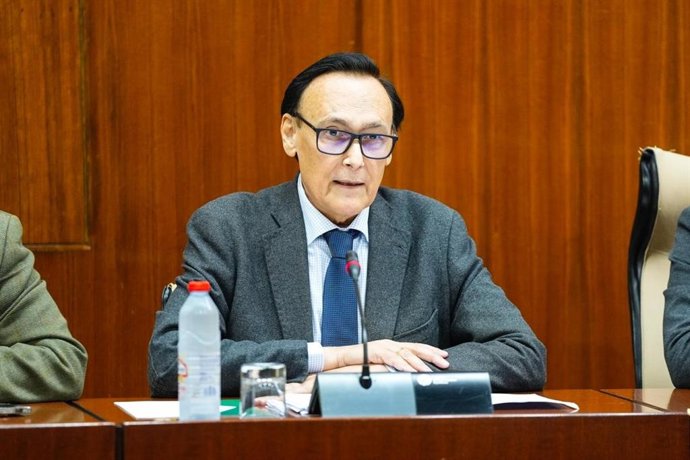 El consejero de Universidad, Investigación e Innovación, José Carlos Gómez Villamandos, en la comisión parlamentaria del 17 de febrero de 2026.