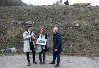 Forné, Calvó y Travé durante la presentación de las obras de la nueva ETR.