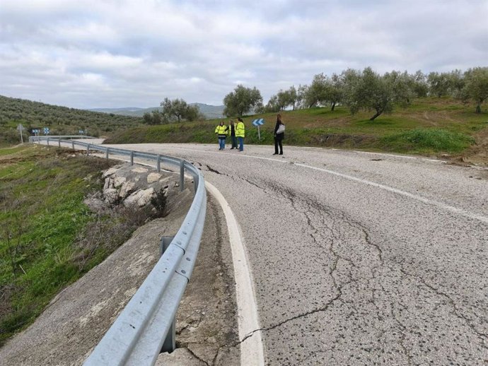Daños en una carretera en la provincia de Córdoba.