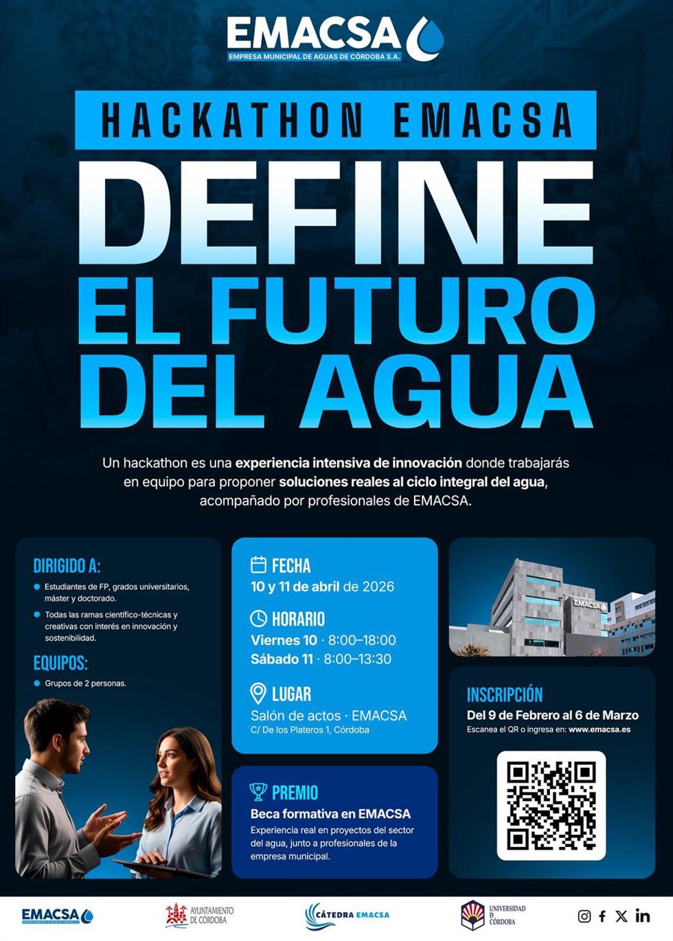 Cartel del hackathon de Emacsa.