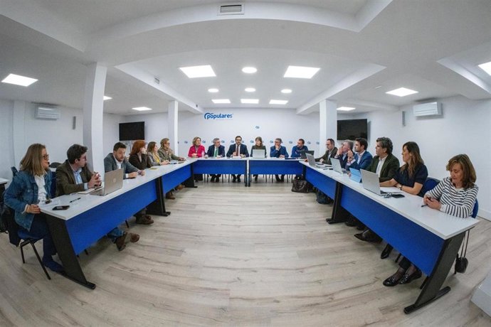 El presidente del Partido Popular de Castilla-La Mancha, Paco Núñez,  ante el grupo de coordinadores del área sectorial del PP regional.