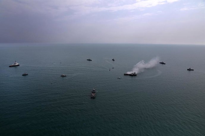 Archivo - Arquivo - 22 de julho de 2025, Bandar-E Anzali, Gilan, Irã: O Irã sedia o Exercício Multinacional Combinado de Busca e Salvamento no Mar (CASAREX 2025) no Mar Cáspio, reunindo forças navais do Irã e da Rússia, com observadores de outros estados 