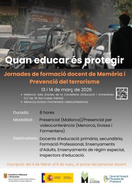 Baleares acogerá unas jornadas para formar a docentes en la prevención de la radicalización del terrorismo