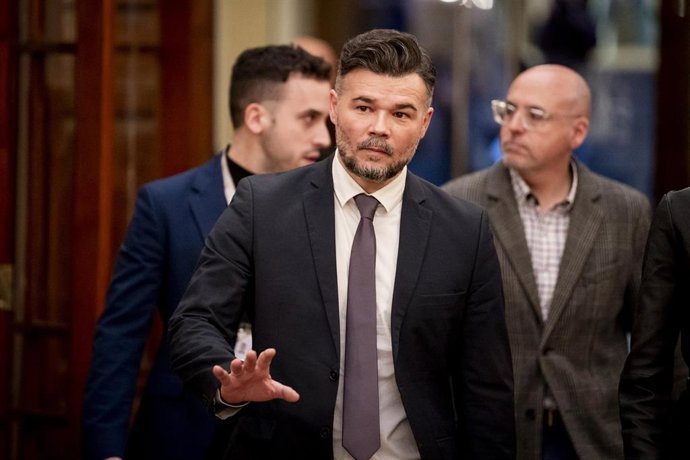 El portavoz de ERC en el Congreso, Gabriel Rufián, a su llegada a una sesión plenaria