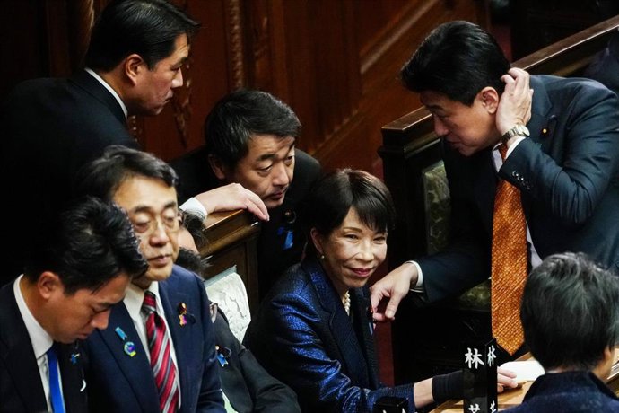 La primera ministra japonesa, Sanae Takaichi, en la sesión de la Cámara de Representantes en Tokio que decide su reeleción. 