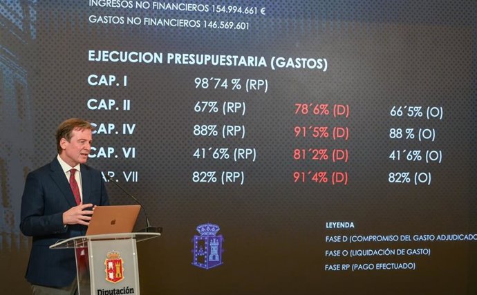 Borja Suárez durante la presentación de los datos de liquidación del presupuesto de 2025.