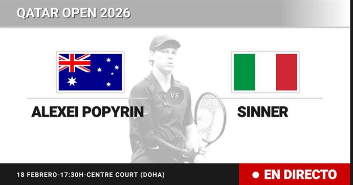 Alexei Popyrin - Jannik Sinner: resumen y estadísticas del partido de Octavos de final de Qatar Open
