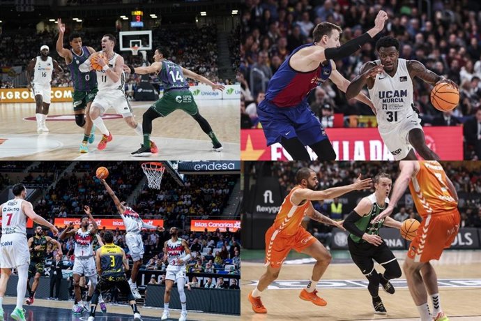 Montaje con los cruces de la Copa del Rey 2026 de baloncesto que se disputará en Valencia del 19 al 22 de febrero