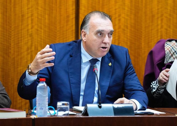 El consejero de Turismo y Andalucía Exterior, Arturo Bernal, en comisión parlamentaria.