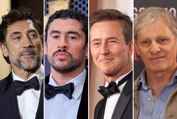 Los actores Javier Bardem, Bad Bunny, Edward Norton y Viggo Mortensen