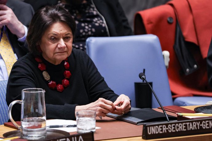 Archivo - Arquivo - 18 de dezembro de 2025, Nova York, Nova York, EUA: ROSEMARY DICARLO, subsecretária-geral para Assuntos Políticos e de Consolidação da Paz, discursa no Conselho de Segurança sobre a situação na Síria, incluindo questões humanitárias, ap