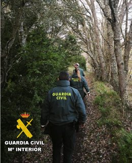 Agentes de la Guardia Civil en el dispositivo de búsqueda del anciano desaparecido en Urria (Burgos)