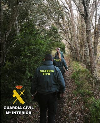 Agentes de la Guardia Civil en el dispositivo de búsqueda del anciano desaparecido en Urria (Burgos)
