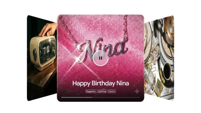 Generación de pistas musicales con Lyria 3 en Gemini.