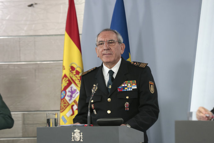 El DAO de la Policía, José Ángel González, durante la rueda de prensa convocada tras la reunión del Comité Técnico de Gestión del COVID-19 en el día 37 del estado de alarma decretado por la crisis del coronavirus, en Madrid (España), a 20 de abril de 