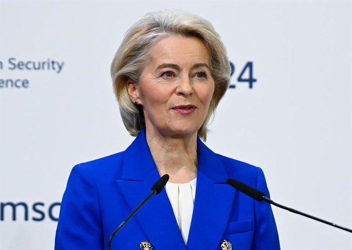 14 de fevereiro de 2026, Baviera, Munique: Ursula von der Leyen, presidente da Comissão Europeia, discursa na 62ª Conferência de Segurança de Munique. Foto: Sven Hoppe/dpa