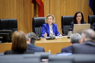 La secretaria de Estado de Defensa, Amparo Valcarce, compareciendo ante la Comisión Mixta de Seguridad Nacional