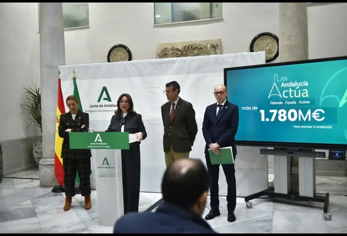 La delegada del Gobierno de la Junta de Andalucía en Málaga, Patricia Navarro, en rueda de prensa