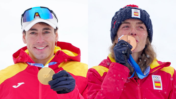 Oriol Cardona y Ana Alonso, con la medalla de oro y bronca en Milán-Cortina d'Ampezzo 2026.