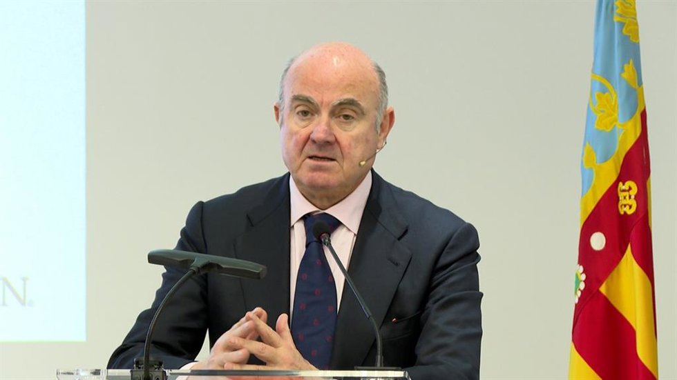 El vicepresidente del Banco Central Europeo (BCE), Luis de Guindos, en una jornada en Cámara Valencia