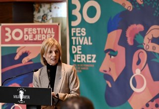 Archivo - La alcaldesa de Jerez, María José García-Pelayo, en la presentación de la 30 edición del Festival de Jerez. ARCHIVO