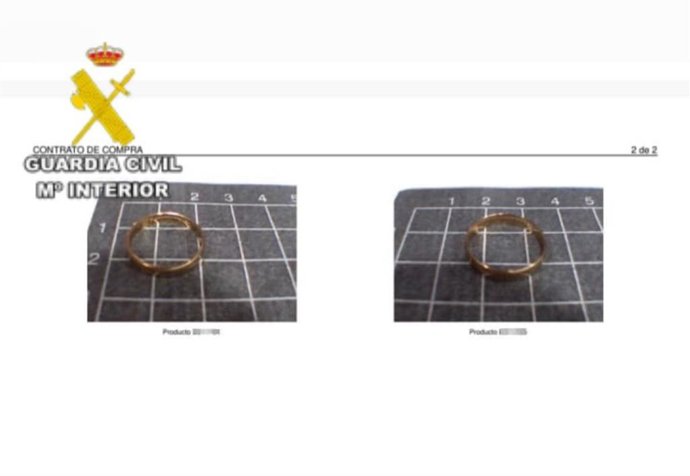 Anillos robados por la investigada.