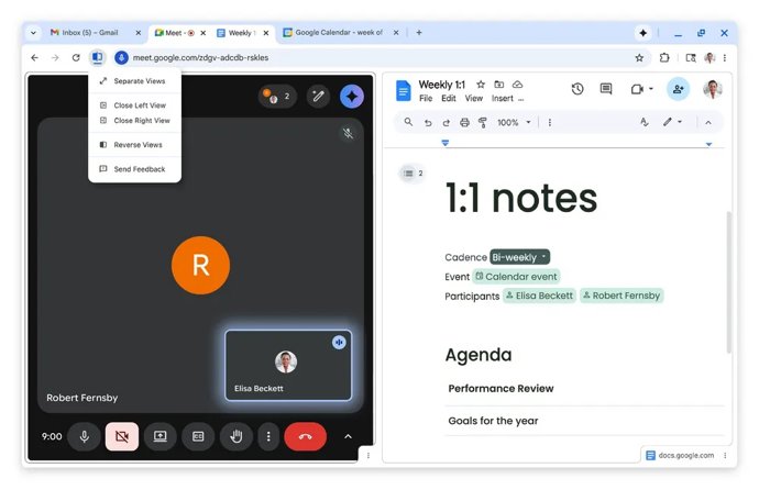 Tela dividida no Chrome.