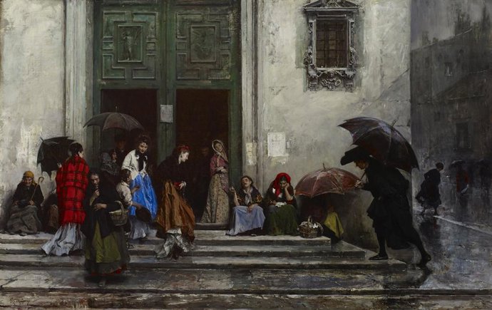 24.Raimundo de Madrazo y Garreta. La salida de la iglesia, antes de 1875. Óleo sobre lienzo, 64  100,01 cm. The Walters Art Museum, Baltimore. Adquirido por William T. Walters, 1892, Inv. 37.48. Fotografía: Ariel Tabritha.