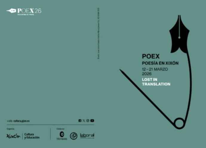 Cartel de la VII edición del festival poético POEX, organizada por la Fundación Municipal de Cultura de Gijón (FMC).