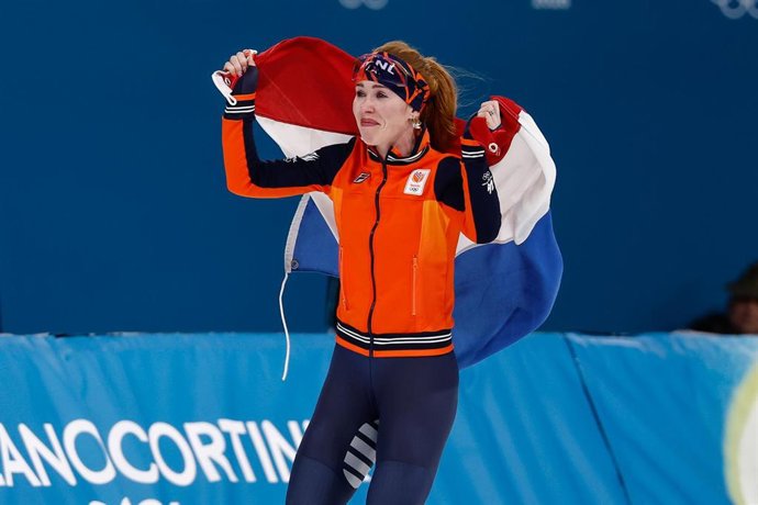 February 20, 2026, Milan, Italy: MILAN , 20-02-2026 , Milano Speed Skating Stadium , Olympic Winter Games 2026 - Speed Skating 1500m ladies , Picture shows Antoinette Rijpma-De Jong