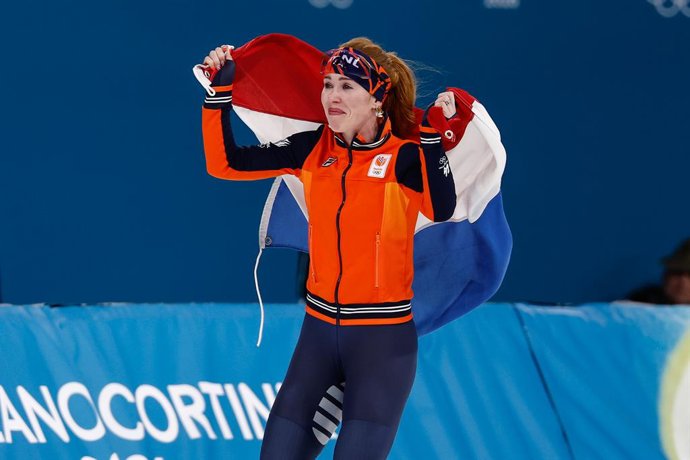 February 20, 2026, Milan, Italy: MILAN , 20-02-2026 , Milano Speed Skating Stadium , Olympic Winter Games 2026 - Speed Skating 1500m ladies , Picture shows Antoinette Rijpma-De Jong