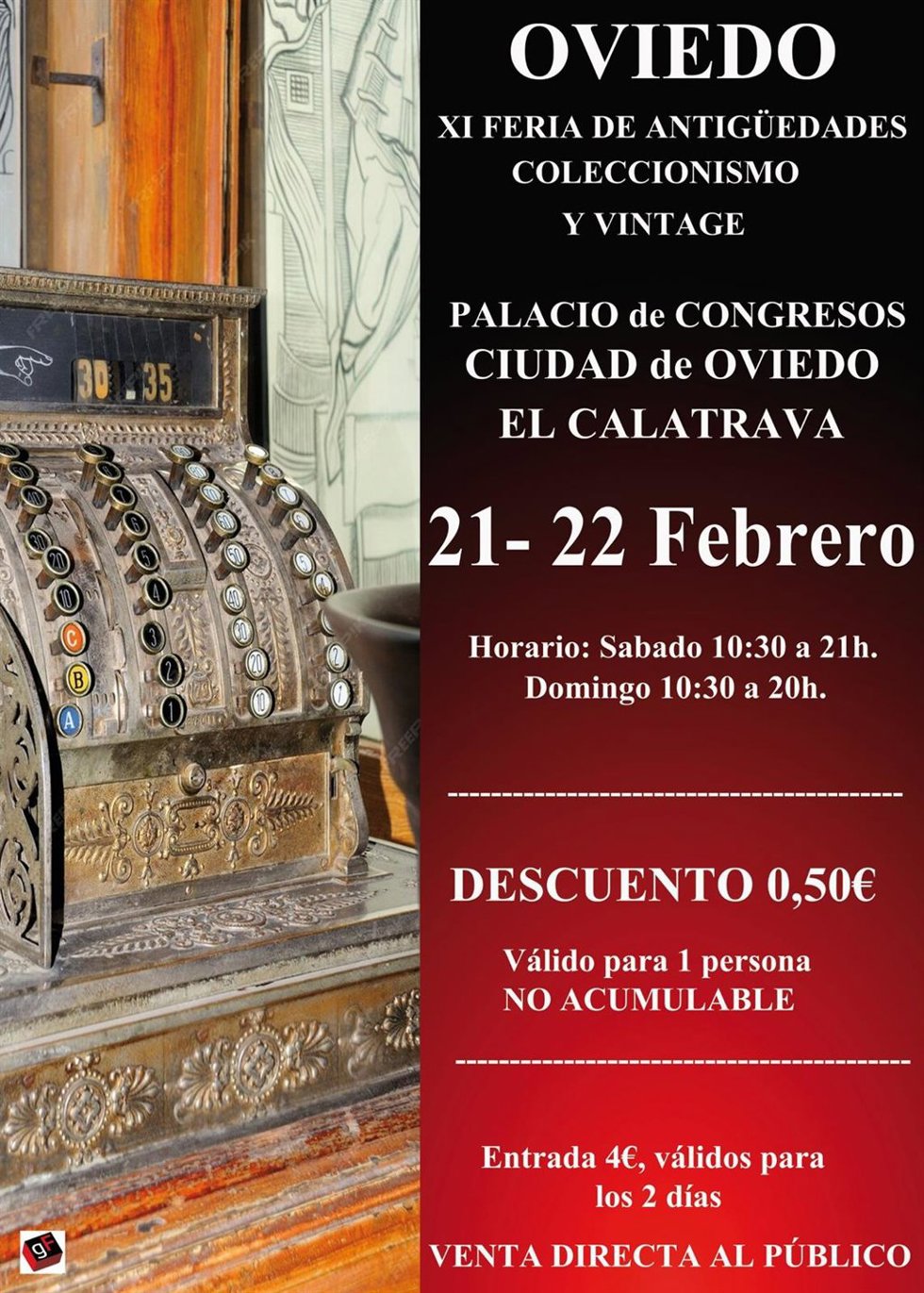 Cartel feria antigüedades.