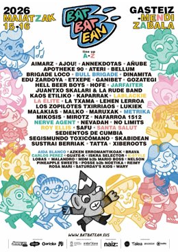 Batbatean jaialdiak 45 talde, 19 dj eta bost eszenatoki izango ditu maiatzaren 15ean eta 16an Gasteizen