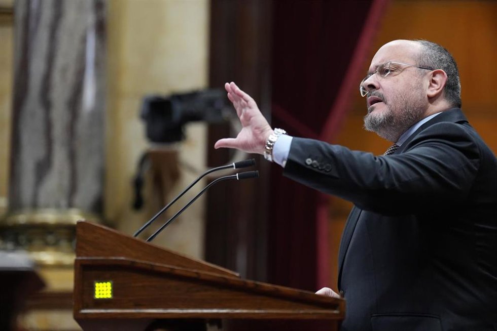 El presidente del PP catalán, Alejandro Fernández, durante una sesión de control, en el Parlament de Catalunya, a 28 de enero de 2026, en Barcelona, Catalunya (España)