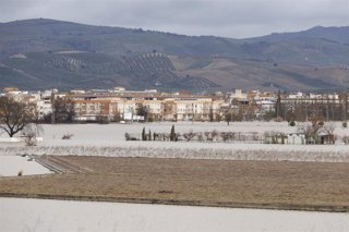 Zonas inundadas por las intensas lluvias de las últimas jornadas próximas en la localidad de Huertor Tájar (Granada).