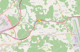 Accidente na A-54 no mapa de incidencias do 112 Galicia, a 21 de febreiro de 2026.