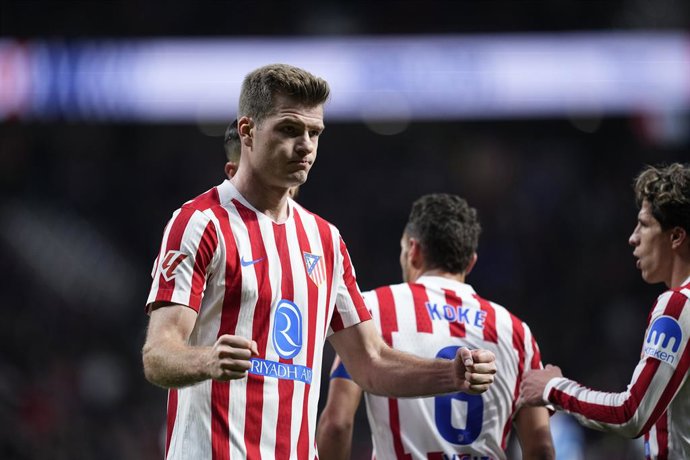 Alexander Sorloth of Atletico de Madrid celebrates a goal during the Spanish League, LaLiga EA Sports, football match played between Atletico de Madrid and RCD Espanyol de Barcelona at Riyadh Air Metropolitano stadium on February 21, 2026, in Madrid, Spai