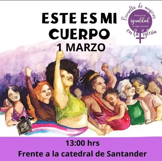 La Revuelta de Mujeres en la Iglesia de Cantabria se moviliza el 1 de marzo bajo el lema 'Este es mi cuerpo'