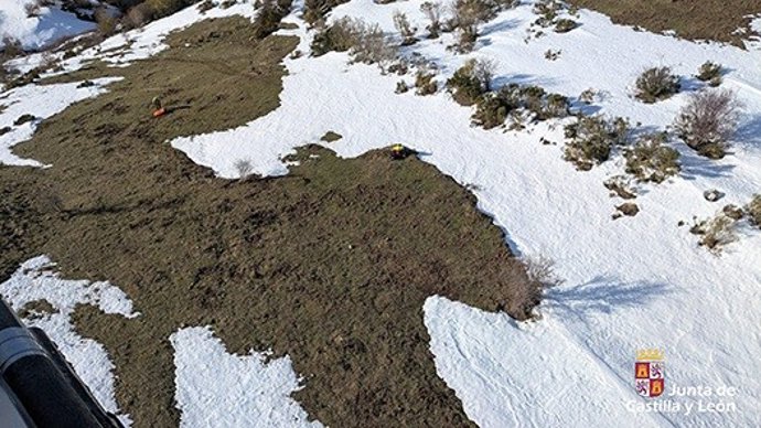Zona de la vertiente norte del pico El Altico (León) durante el operativo de evacuación de un montañero de 70 años tras sufrir una caída.