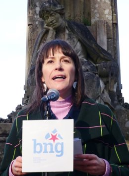 La portavoz nacional del BNG, Ana Pontón, en un acto por el Día de Rosalía en Santiago de Compostela.