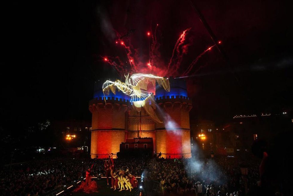 Imagen de la Crida de las Fallas 2026 en la ciudad de Valncia. 