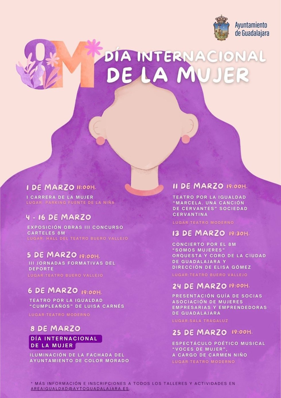 Cartel de los actos por el 8M en Guadalajara.